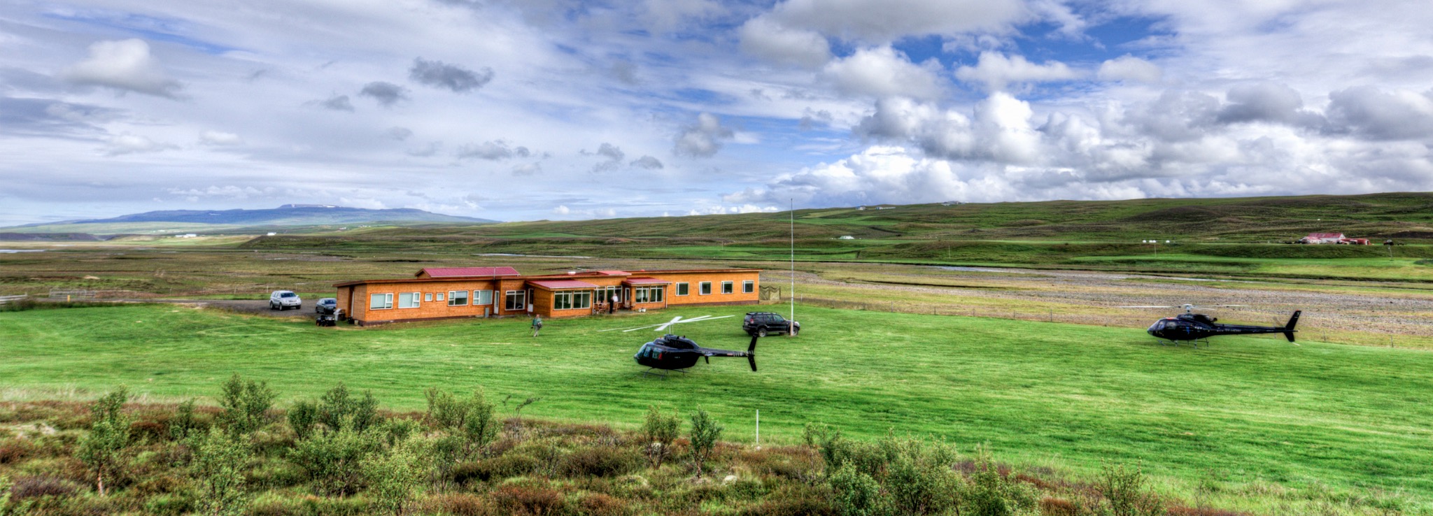 Miðfjarðará Lodge and the surrounding landscape